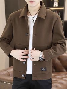 ROMON | Lormen Mens Woolen Jacket Autumn Winter New Style Short Casual Thickened Stand Collar Warm Outerwear Polyester Fiber Coat