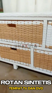 Rak Lemari Rotan Sintetis 6 Laci Buffet Bufet Meja TV 43 Inci Ruang Tamu Minimalis Serbaguna Murah