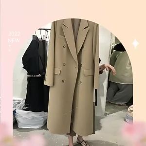 Spring Autumn Long Length Suit Jacket Womens Loose Double Breasted Trench Female Suit Collar Long Coats Elegant Womens Clothing