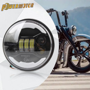 ไฟหน้ารถมอเตอร์ไซค์ LED 5.75 นิ้ว สีขาว DRL สำหรับ Dyna Sportster Softail ไฟหน้า LED โมโต สไตล์เรโทร อุปกรณ์ตกแต่ง