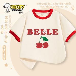 Snoopy | Áo Thun Cotton Tay Ngắn In Hình Trái Cherry