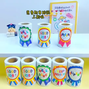 100pcs/roll Childrens Medal Reward Sticker Adhesive Corsage Sticker for Kids Teacher Stationery