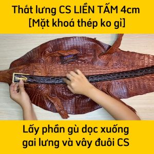 Thắt Lưng Cá Sấu Liền 4cm [MẶT KHÓA THÉP KO GỈ CÓ HÌNH CÁ SẤU]