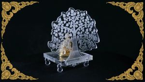 แท่นวางพระ สลักลายต้นโพธิ์ ฐานวางพระ อะคริลิค ฐานตั้งพระ