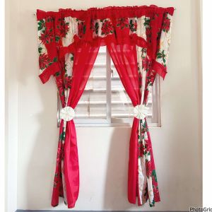 Christmas Design Poncentia red white Design Matchy Matchy Curtains