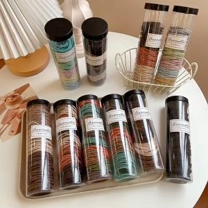 Ống 100 chiếc chun tóc xoắn người lớn loại 47cm sợi nhỏ nhiều màu phong các Vintage cho nữ