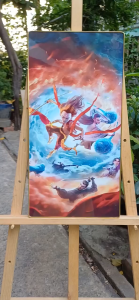 Tranh Natra Ma Đồng Giáng Thế  tỉ lệ 1:2 chất liệu gỗ in UV tráng gương bọc viền vàng