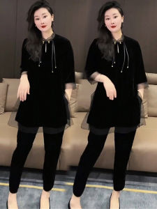 Fashionable Chinese Style Velvet Set Womens Mid-Length Top And Pants Two-Piece Suit Early Autumn Trendy Design Sense
