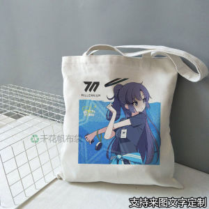 Blue Canvas Bag Zipper Large Capacity Student Tutoring Anime Cartoon Tote Bag Casual Shoulder Bag Single Shoulder Handbag