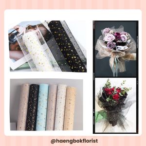 Haengbok Florist🔥4.5meter roll Moon Star Net Ramadan Gift Box Packaging Bouquet Wrapping Paper Net Wrapper Gift Wrapper星