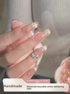 MONLEYTA | Handmade Short Wearable Nail Art 2025 New Year Style Nail Tips Professional Medium Long Design Nail Stickers Easy Wear On