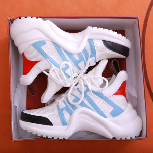 New Womens Sports Shoes Summer Korean Ulzzang Harajuku High Heel Dad Shoes Genuine Leather Ugly Shoes Casual Fashion