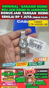 CASIO ORIGINAL - CASIO LTP-V002D-2B - Standard - NEW - WOMEN - Silver - Stainless - Jam dunia JD19ST