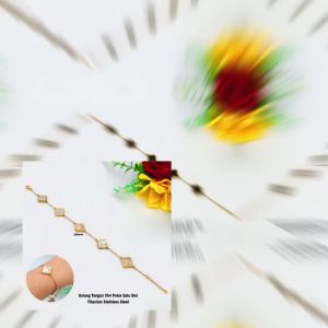 Gelang Tangan Wanita Bunga Polos Kramik Satu Sisi Titanium Stainless Steel Kekinian Anti Karat