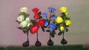 Solar Rose Light LED Outdoor Waterproof Garden Lights Lawn Decorative Landscape Lamp Deck Patio Road Lighting Christmas Birthday Party