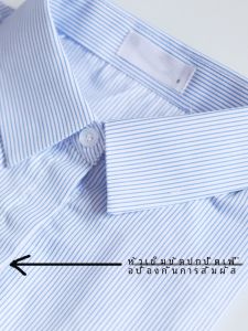 ฤดูใบไม้ผลิ ฤดูร้อน ใหม่ ผู้หญิง สีฟ้า ลายทาง แขนสั้นสี่เหลี่ยม ปกเสื้อ ชุดทํางานมืออาชีพของธนาคารขนาดใหญ่ ผ้าฝ้าย เสื้อเชิ้ตสไตล์ OL