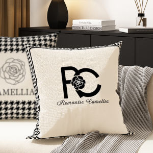 Cushion Cover หมอนรองนั่งโซฟาสไตล์ฝรั่งเศส หมอนรองคอดีไซน์หรูหรา ผ้าฝ้ายผสมโพลีเอสเตอร์ หมอนรองคอด้านนอกแบบสี่เหลี่ยม