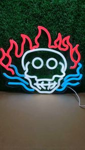 ป้ายไฟนีออน ป้ายไฟ กะโหลกศีรษะ ไฟประดับตกแต่ง ป้ายไฟสำรับตกแต่งหน้าร้าน