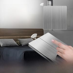 Wireless Remote Control Switch Panel Grey Double Control No Wiring Smart Home Automation Wall Switch Easy to Install