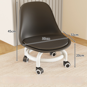 Swivel Wheel Small Stool with Roller Low Stool Home Shoe Changing Stool Childrens Back Chair Living Room round Stool Soft Padded Bench