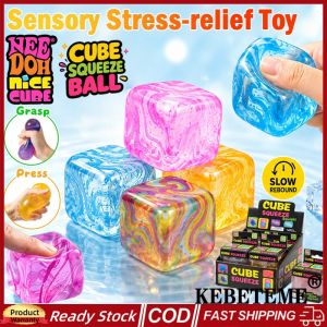 KEBETEME 4PCS Needoh Nice Cube Sensory Stress Reliever Cube Slow Rebound Soft and Glutinous Sensory Stress-relief Toy Stretchable Ball Maltose Soft Ice Cube Ball