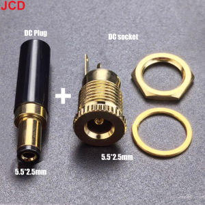 JCD 1pc Gold Plated DC Power Socket Kit DC099 5.5*2.1mm 5.5*2.5mm 30V 20A High Current DC Male Female Plug Socket Connector
