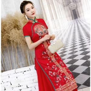 0973 CNY Liwei Cheongsam Dress 2 Pcs Set Gaun Merah Imlek