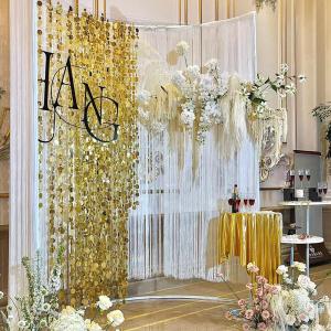 Trang Trí Cưới Hoạt Hình Vật Liệu Trang Trí Sân Khấu Đồ Trang Trí Đám Cưới Băng Chuyền Hạt Tròn Vàng Bạc Khoác Trang Trí Sân Khấu