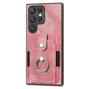 LS | 360° Rotation Ring Kickstand Leather Wallet Card Holder Car Magnetic Case For Samsung Galaxy S26 S25 S24 S23 S27 Ultra Plus A56