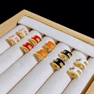 Luxury H-Shape Titanium Steel Earrings 18k Gold Plated Europe and America Lightweight Fashionable Alloy Ear Studs for Women