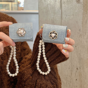 Creative Denim Blue Airpods pro Protective Case Anti-fall Silicone Soft Shell Bag Style Tea Olive Flower Pattern for Apple Bluetooth Earphones