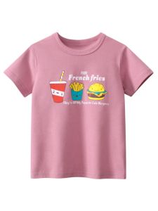 27home Pure Cotton Short Sleeve T-Shirt for Girls Summer 2025 Childrens Clothing Korean Style Cartoon Print Kids Tops