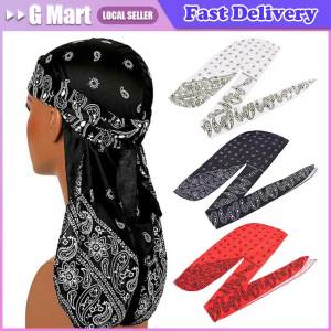 Fashion Camo Mens Silky Durags Turban Print Men Silk Durag Headwear Bandans Headband Hair Accessories Pirate Hat Waves Rags Turban Hat Printed Wigs Biker Headwrap Pirate Hats For Men Hair Accessories Long Tail Straps Bandanas Pirate Hat Pirate Costume