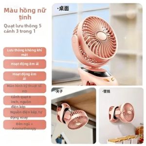 Quạt Mini Kẹp Bàn Di Động Làm Mát Cá Nhân Bằng USB Dùng Cho Nhà Văn Phòng Du Lịch Giường Xe Đẩy Cắm Trại Ngoài Trời Xe Golf - 5W 5V