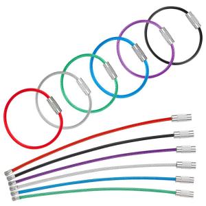Rainbow Steel Wire Coil Keychains 10-Pack Stainless Steel Multi-Purpose Wire Rope Key Ring Creative Gift Festival Supplies