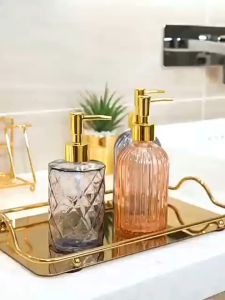 【1-3 Days Delivery】450ml Glass Soap Dispenser with Rust Proof Stainless Steel Pump Refillable Liquid Hand soap Dispenser