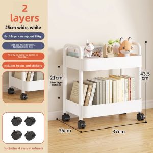 ZHUSHANXIA | Multi-Function Bookshelf with Storage for Books Toys and Snacks Multi-Level and Mobile