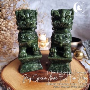 [NO COD] Big Feng Shui Green Jade Fu Dog Carving (1 PAIR) - Powerful Protectors Good Fortune & Harmony