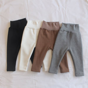 Fleece Lined High Waist Belly Protection Pants for Baby Girls Infant Spring Autumn Winter 6-12 Months 1-2 Years Old Kids