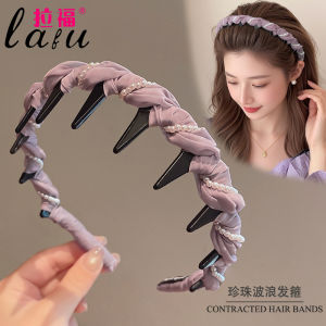 Womens Pearl Hairband High Cranial Top Face Washing Special Use Hair Tie Pressing Hair Card Hair Bundle Headwear