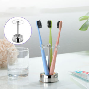 Round & Square Stainless Steel Toothbrush Holder: Bathroom Organizer Rack & Home Desktop Storage