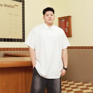 Trendy plus Size Mens Casual Short Sleeve Polo Shirt Loose Fit Pure Color Summer Fashion Large Code Male Clothing