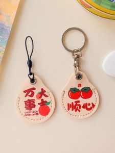 Cute Protective Case for  AirTag with Lanyard Full Cover Kids Anti-Lost Locator Phone Strap Digital Accessories Strawberry Cat