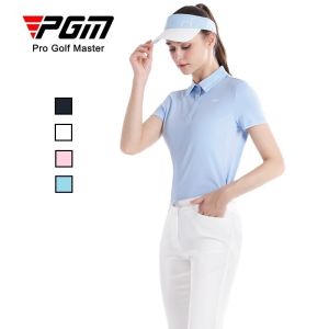 เสื้อยืดเสื้อโปโลผู้หญิงขาสั้นแบบระบายอากาศกอล์ฟ PGM ออกแบบด้วยผ้าต้านเชื้อแบคทีเรีย