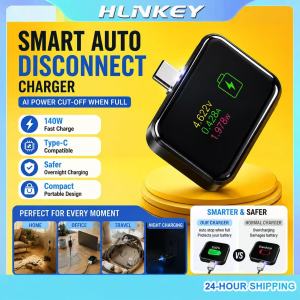 HLINKEY Universal Smart 140W USB C Auto Power Cutoff Adapter Overcharge Protection Full Charge Disconnect Type C Fast Charging Saver for Phone Tablet Laptop Travel
