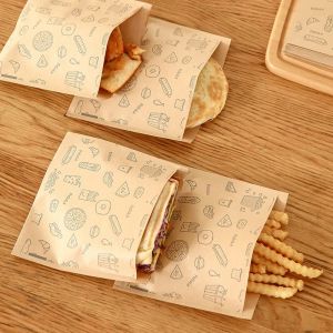 50PCS Greaseproof Paper Bag Kraft Paper Bag Food Packaging Bag Disposable Packaging