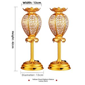 HENANSHENGZHONG | Religious Altar Lamp Antique Style Gilded Lotus Lantern