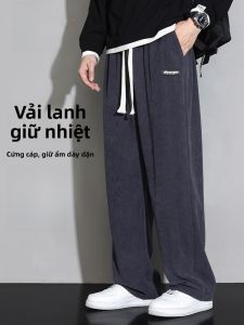 ROMON | Quần nhung kẻ nam mùa thu đông quần dài thể thao rộng rãi ống đứng quần dài thường ngày thương hiệu thời trang Romon