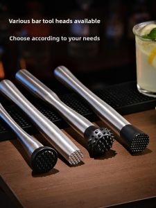 Stainless Steel Juice Pressing Stick Hand Operated Fruit Juicer Hammer for Shaking Cup Ice Crush Tool Kitchen Cooking Utensil