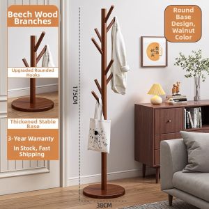 Solid Wood Free-standing Birch Coat Rack